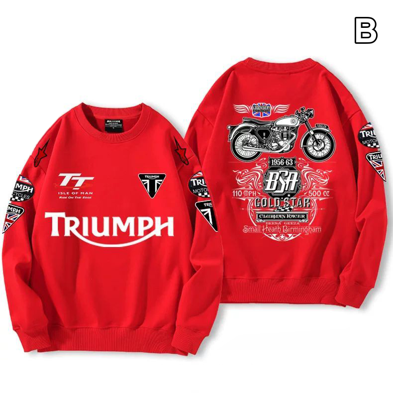 【薄手・裏起毛から選べる】バイカースタイル トップス バイクレタリング＆車体グラフィック ユニセックス 長袖 スウェット