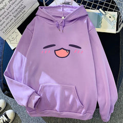 【薄手・裏起毛から選べる】キャラクター アニメ風 トップス 表情モチーフ ユニセックス 長袖 パーカー