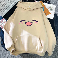 【薄手・裏起毛から選べる】キャラクター アニメ風 トップス 表情モチーフ ユニセックス 長袖 パーカー