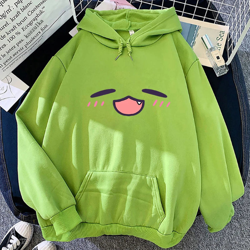 【薄手・裏起毛から選べる】キャラクター アニメ風 トップス 表情モチーフ ユニセックス 長袖 パーカー