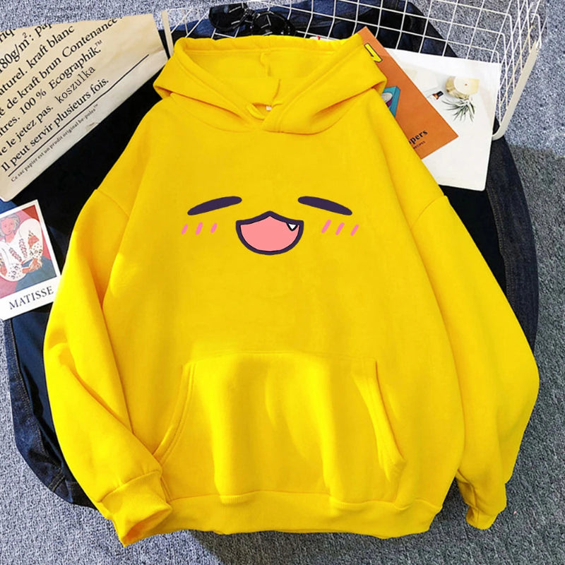 【薄手・裏起毛から選べる】キャラクター アニメ風 トップス 表情モチーフ ユニセックス 長袖 パーカー