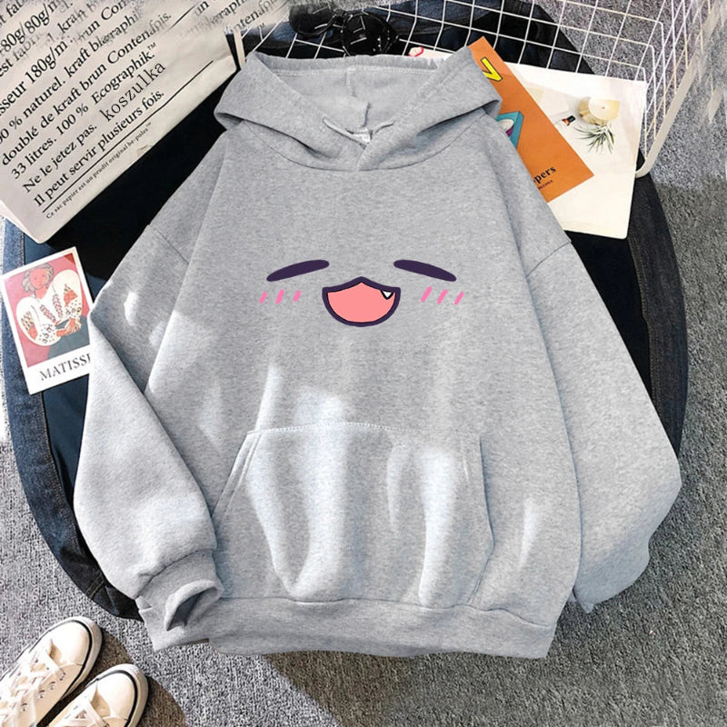 【薄手・裏起毛から選べる】キャラクター アニメ風 トップス 表情モチーフ ユニセックス 長袖 パーカー