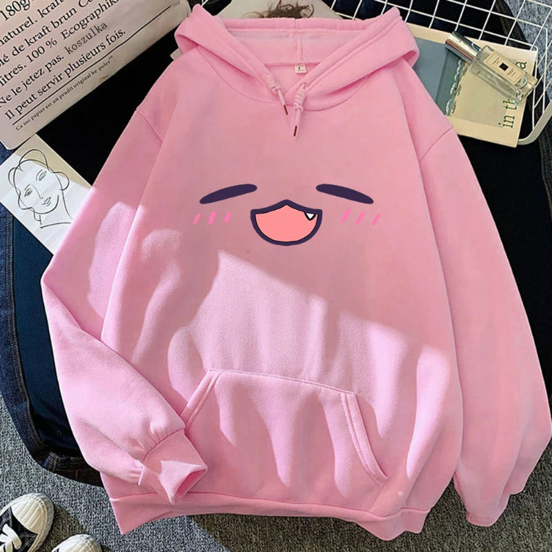 【薄手・裏起毛から選べる】キャラクター アニメ風 トップス 表情モチーフ ユニセックス 長袖 パーカー