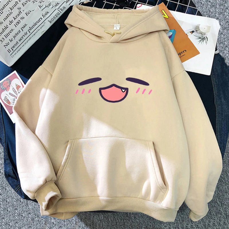 【薄手・裏起毛から選べる】キャラクター アニメ風 トップス 表情モチーフ ユニセックス 長袖 パーカー