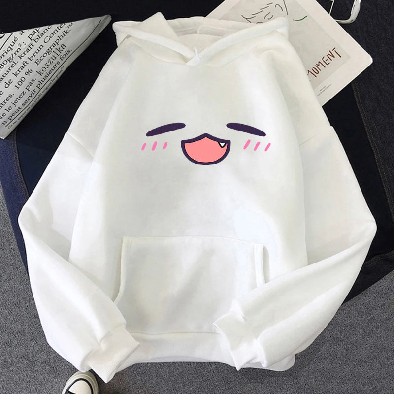 【薄手・裏起毛から選べる】キャラクター アニメ風 トップス 表情モチーフ ユニセックス 長袖 パーカー