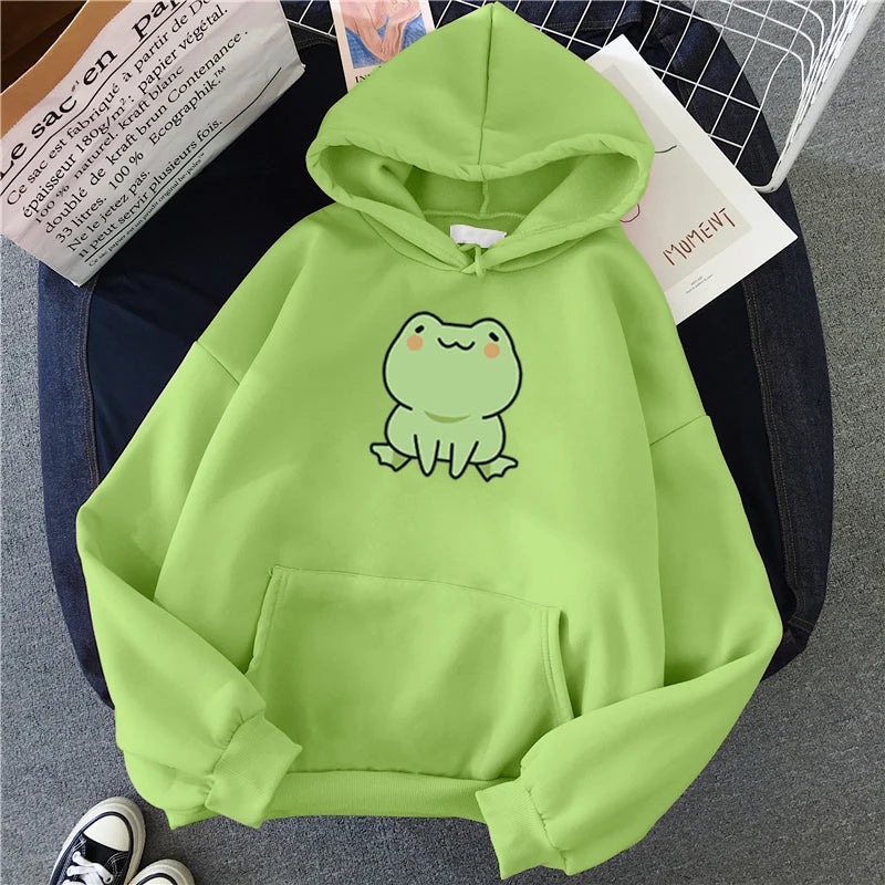【薄手・裏起毛から選べる】キャラクター アニメ風 トップス カエル ユニセックス 長袖 パーカー