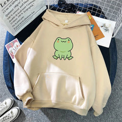 【薄手・裏起毛から選べる】キャラクター アニメ風 トップス カエル ユニセックス 長袖 パーカー