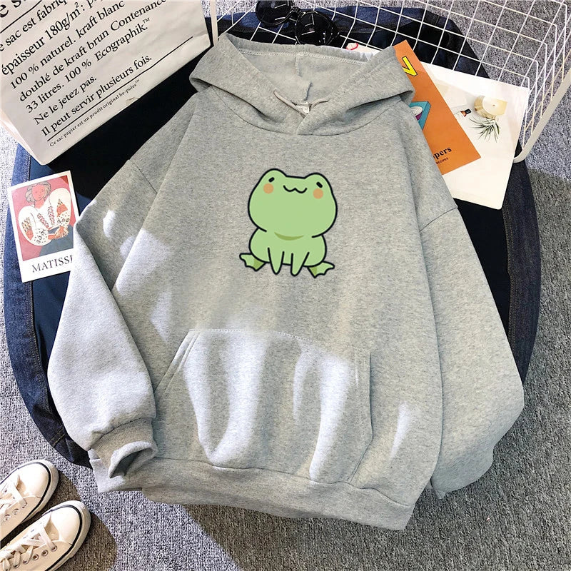 【薄手・裏起毛から選べる】キャラクター アニメ風 トップス カエル ユニセックス 長袖 パーカー