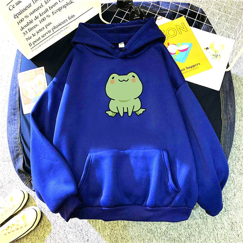 【薄手・裏起毛から選べる】キャラクター アニメ風 トップス カエル ユニセックス 長袖 パーカー