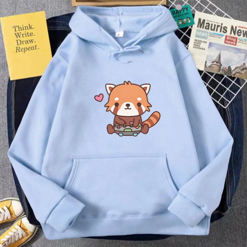 【薄手・裏起毛から選べる】キャラクター アニメ風 トップス レッサーパンダゲーム ユニセックス 長袖 パーカー