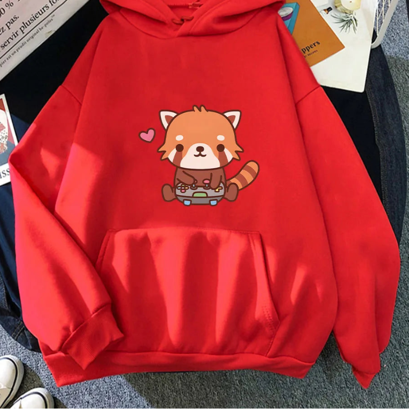 【薄手・裏起毛から選べる】キャラクター アニメ風 トップス レッサーパンダゲーム ユニセックス 長袖 パーカー