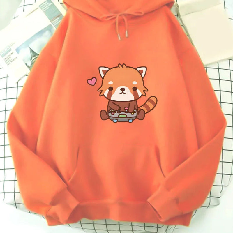 【薄手・裏起毛から選べる】キャラクター アニメ風 トップス レッサーパンダゲーム ユニセックス 長袖 パーカー