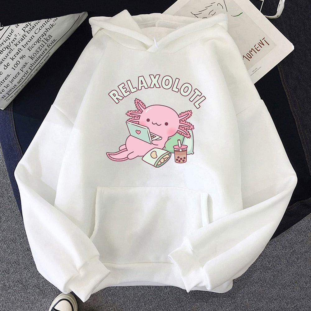 【薄手・裏起毛から選べる】キャラクター アニメ風 トップス ウーパールーパー ユニセックス 長袖 パーカー