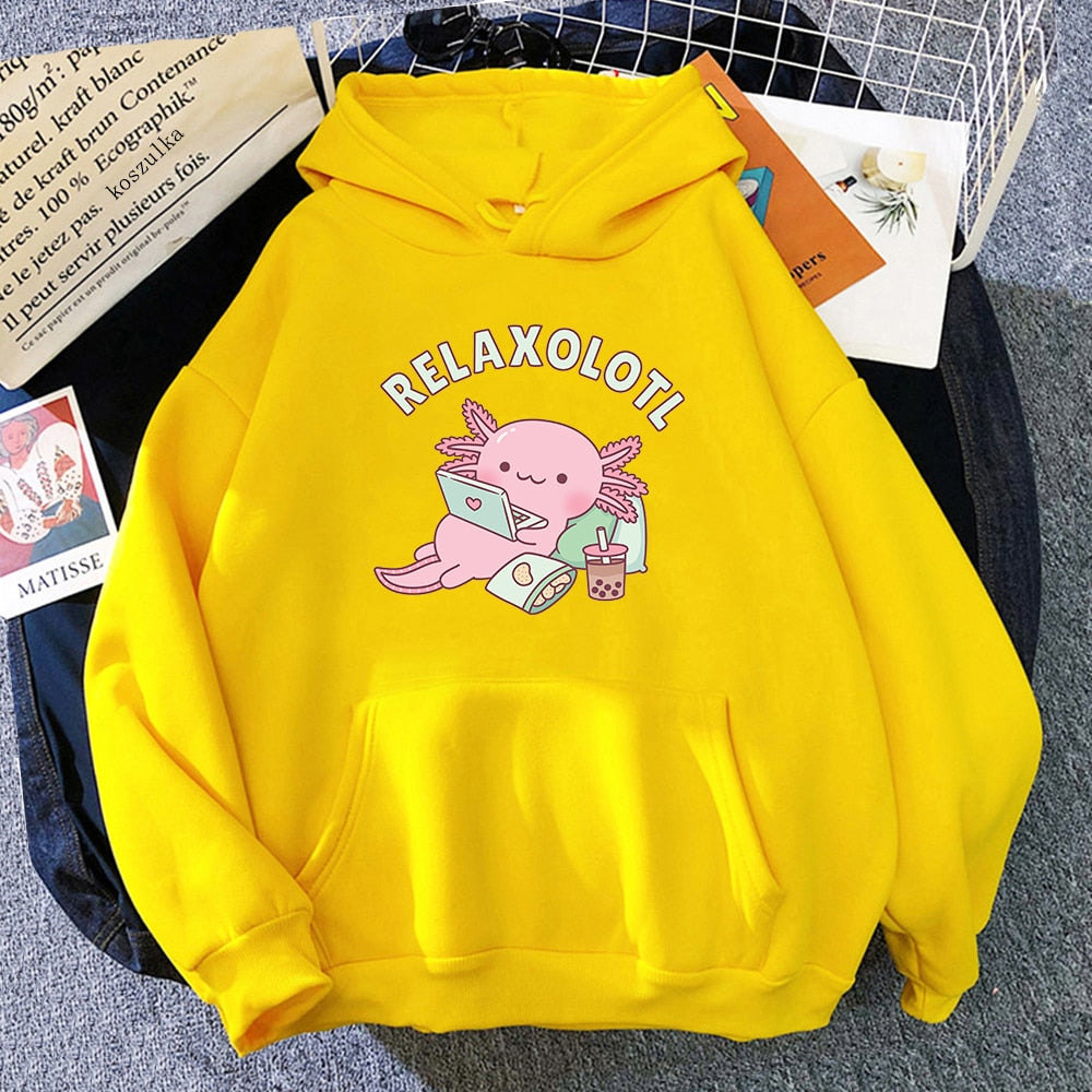 【薄手・裏起毛から選べる】キャラクター アニメ風 トップス ウーパールーパー ユニセックス 長袖 パーカー