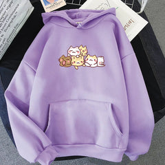 【薄手・裏起毛から選べる】キャラクター アニメ風 トップス 猫キャラクター ユニセックス 長袖 パーカー
