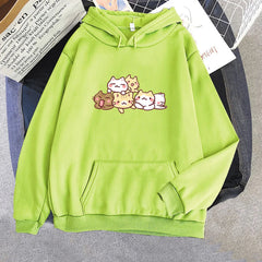 【薄手・裏起毛から選べる】キャラクター アニメ風 トップス 猫キャラクター ユニセックス 長袖 パーカー
