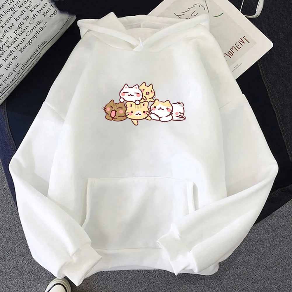 【薄手・裏起毛から選べる】キャラクター アニメ風 トップス 猫キャラクター ユニセックス 長袖 パーカー