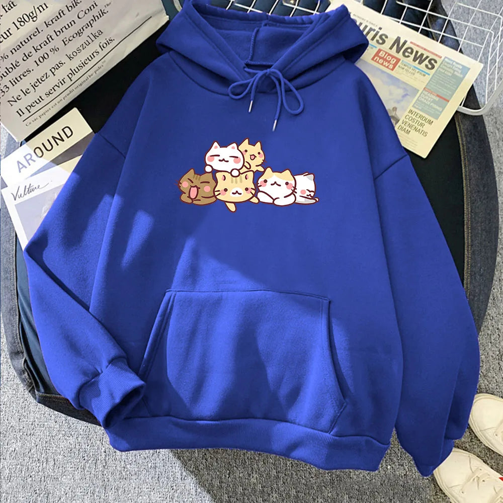 【薄手・裏起毛から選べる】キャラクター アニメ風 トップス 猫キャラクター ユニセックス 長袖 パーカー
