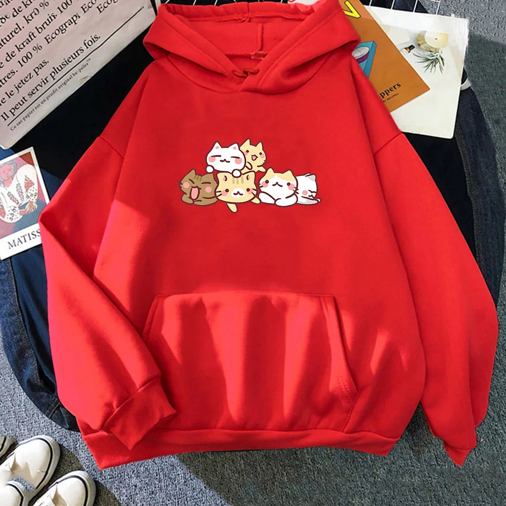 【薄手・裏起毛から選べる】キャラクター アニメ風 トップス 猫キャラクター ユニセックス 長袖 パーカー