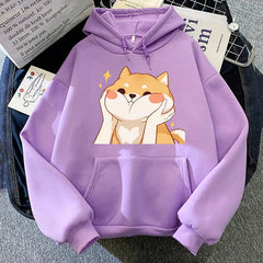 【薄手・裏起毛から選べる】キャラクター アニメ風 トップス 柴犬グラフィック ユニセックス 長袖 パーカー