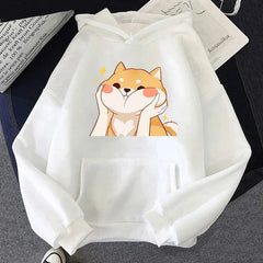 【薄手・裏起毛から選べる】キャラクター アニメ風 トップス 柴犬グラフィック ユニセックス 長袖 パーカー