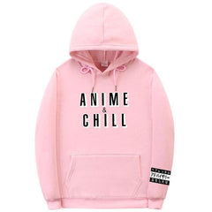 【薄手・裏起毛から選べる】キャラクター アニメ風 トップス ANIME CHILLロゴ ユニセックス 長袖 パーカー