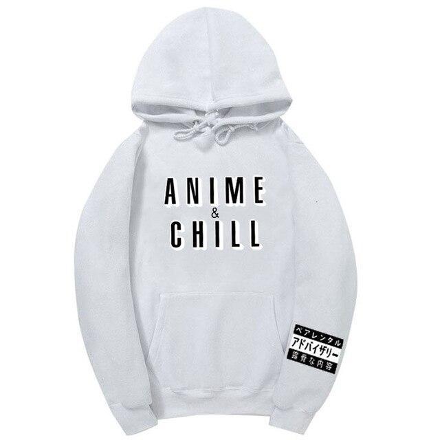 【薄手・裏起毛から選べる】キャラクター アニメ風 トップス ANIME CHILLロゴ ユニセックス 長袖 パーカー