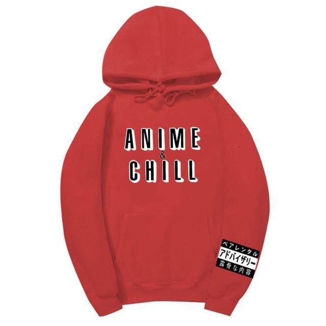 【薄手・裏起毛から選べる】キャラクター アニメ風 トップス ANIME CHILLロゴ ユニセックス 長袖 パーカー