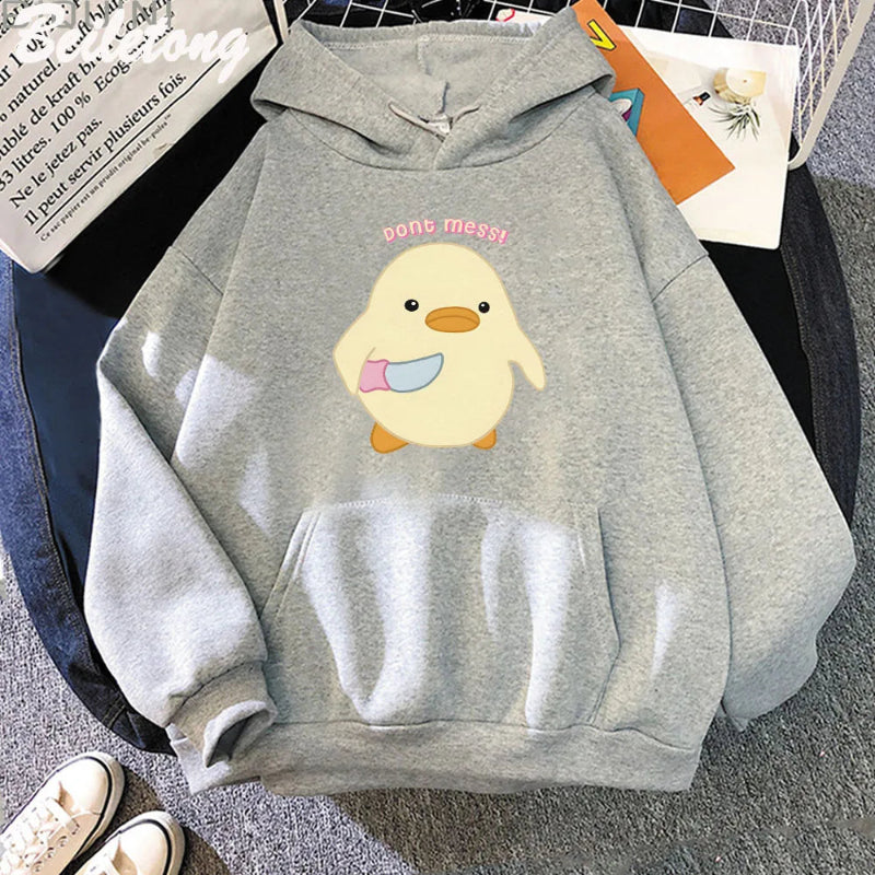 【薄手・裏起毛から選べる】キャラクター アニメ風 トップス アヒル ユニセックス 長袖 パーカー