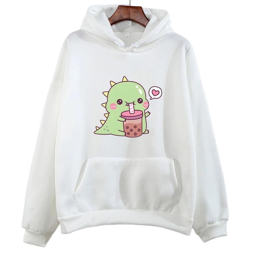 【薄手・裏起毛から選べる】キャラクター アニメ風 トップス 恐竜バブルティー ユニセックス 長袖 パーカー