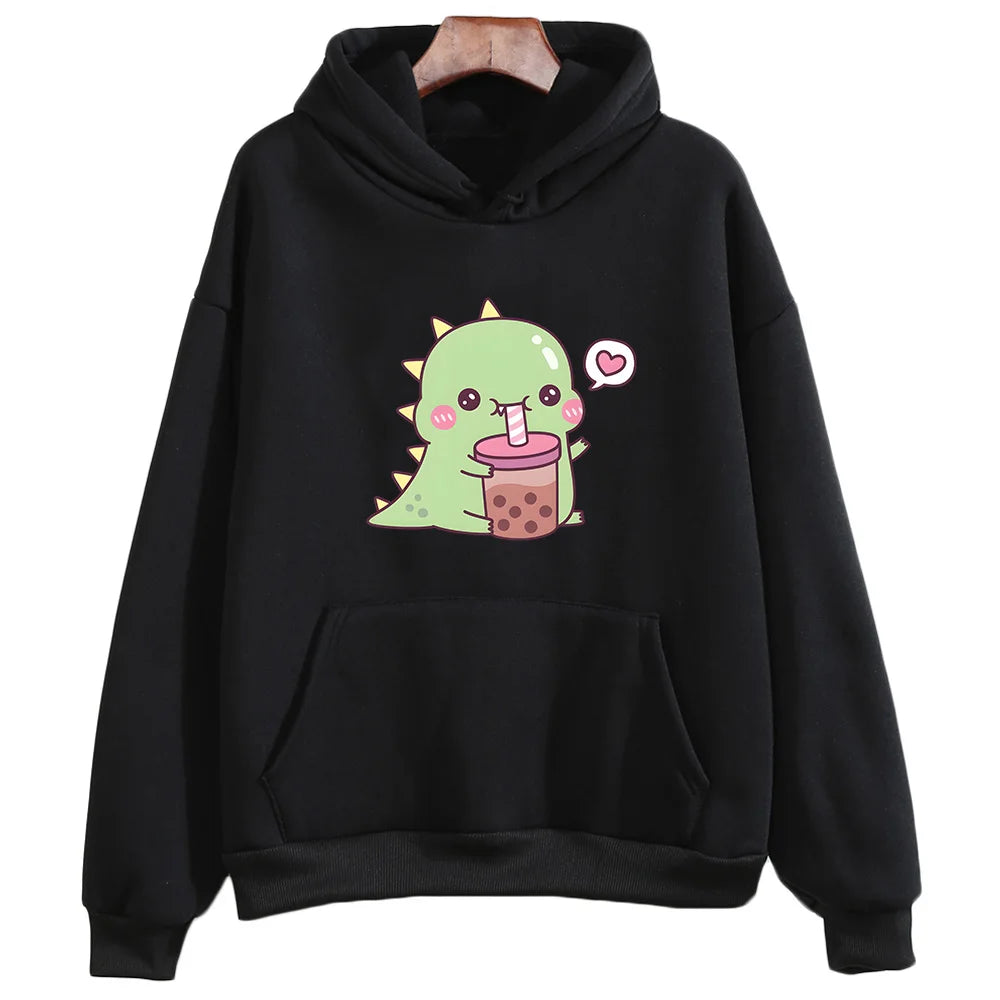 【薄手・裏起毛から選べる】キャラクター アニメ風 トップス 恐竜バブルティー ユニセックス 長袖 パーカー