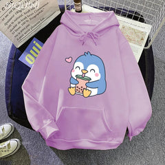 【薄手・裏起毛から選べる】キャラクター アニメ風 トップス ペンギンバブルティー ユニセックス 長袖 パーカー