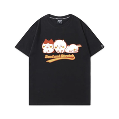 可愛いキャラ ゆるかわ トップス ストレッチポーズ トリオプリント ユニセックス 半袖Ｔシャツ