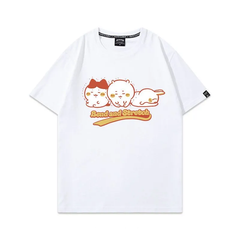可愛いキャラ ゆるかわ トップス ストレッチポーズ トリオプリント ユニセックス 半袖Ｔシャツ